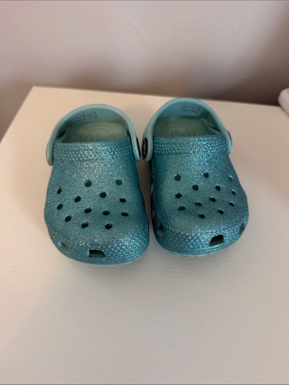 CROCS Kids Glitter Clogs in Teal Blue